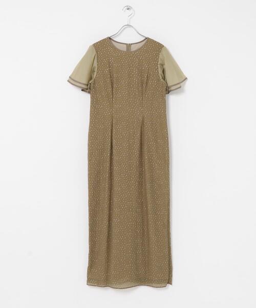 URBAN RESEARCH ROSSO WOMEN(アーバンリサーチ ロッソ)の「kaene パイピングスリーブラメドビードレス(ワンピース・レディース・ブラック/モカ・36)」の1枚目の写真