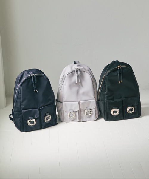 tocco closet(トッコ クローゼット)の「ビジューバックル付きナイロンバッグ(バックパック/リュック・レディース・ブラック/ネイビー/グレー・FREE)」の16枚目の写真