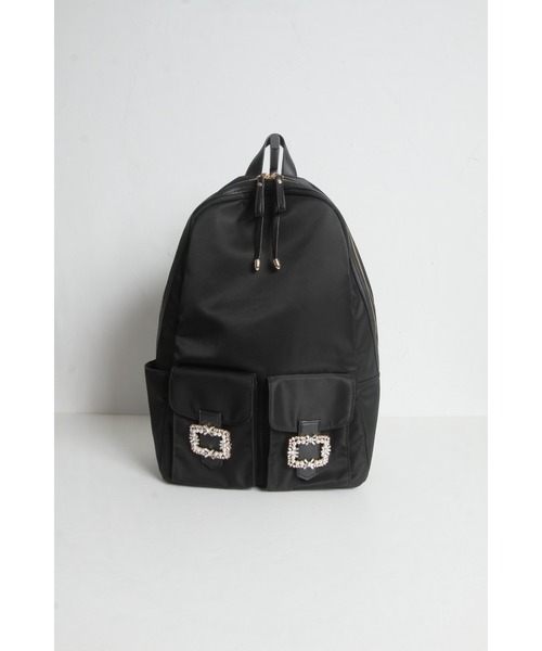 tocco closet(トッコ クローゼット)の「ビジューバックル付きナイロンバッグ(バックパック/リュック・レディース・ブラック/ネイビー/グレー・FREE)」の18枚目の写真