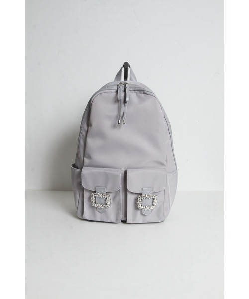 tocco closet(トッコ クローゼット)の「ビジューバックル付きナイロンバッグ(バックパック/リュック・レディース・ブラック/ネイビー/グレー・FREE)」の19枚目の写真
