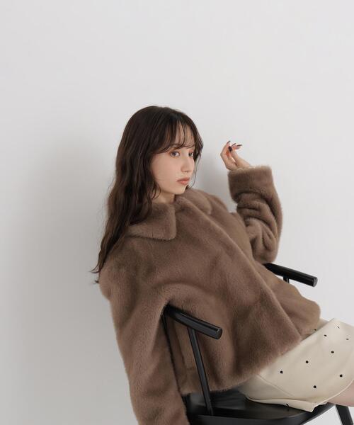 NATURAL BEAUTY BASIC(ナチュラルビューティーベーシック)の「エコファーステンカラーブルゾン(ブルゾン・レディース・ダークブラウン/ブラウン・FREE)」の6枚目の写真