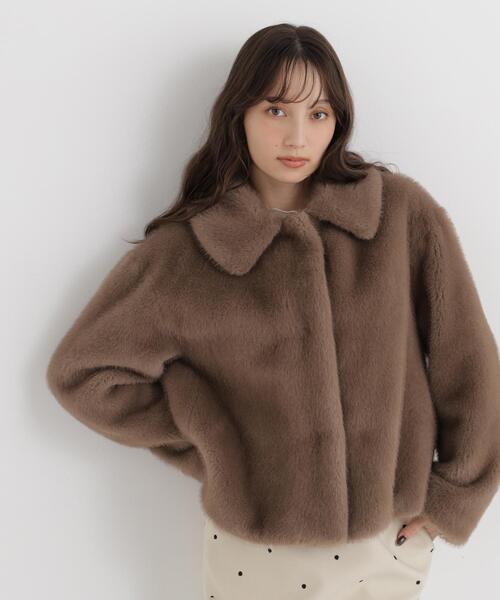 NATURAL BEAUTY BASIC(ナチュラルビューティーベーシック)の「エコファーステンカラーブルゾン(ブルゾン・レディース・ダークブラウン/ブラウン・FREE)」の8枚目の写真