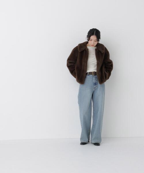 NATURAL BEAUTY BASIC(ナチュラルビューティーベーシック)の「エコファーステンカラーブルゾン(ブルゾン・レディース・ダークブラウン/ブラウン・FREE)」の12枚目の写真