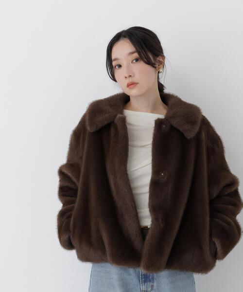 NATURAL BEAUTY BASIC(ナチュラルビューティーベーシック)の「エコファーステンカラーブルゾン(ブルゾン・レディース・ダークブラウン/ブラウン・FREE)」の13枚目の写真