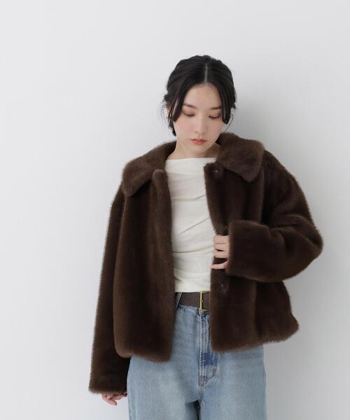 NATURAL BEAUTY BASIC(ナチュラルビューティーベーシック)の「エコファーステンカラーブルゾン(ブルゾン・レディース・ダークブラウン/ブラウン・FREE)」の15枚目の写真