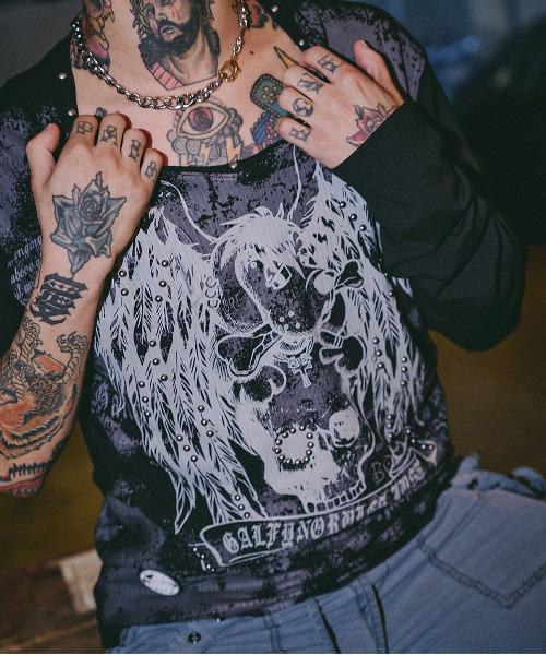 GALFY（ガルフィー）の「『GALFY/ガルフィー』あの頃の兄ちゃん SKULL TEE【Z】（Tシャツ/カットソー・レディース・グレー/ブラック/ホワイト・XL/L）」の17枚目の写真