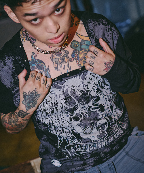 GALFY（ガルフィー）の「『GALFY/ガルフィー』あの頃の兄ちゃん SKULL TEE【Z】（Tシャツ/カットソー・レディース・グレー/ブラック/ホワイト・XL/L）」の18枚目の写真
