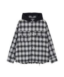 DANKE SCHON | DankeSchon/ダンケシェーン/CUTOFF SWEAT HOOD CHECK SHIRTS(シャツ/ブラウス)