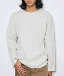 ワッフル長袖トップス 秋服 春服 長袖 無地 シンプル