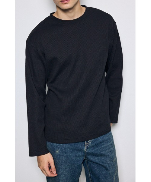 AZUL by moussy(アズールバイマウジー)の「ワッフル長袖トップス 秋服 春服 長袖 無地 シンプル(Tシャツ/カットソー・メンズ・ライトグレー/ブラック/ホワイト・MEDIUM/SMALL/LARGE)」の15枚目の写真