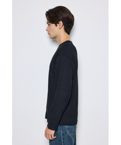 AZUL by moussy(アズールバイマウジー)の「ワッフル長袖トップス 秋服 春服 長袖 無地 シンプル(Tシャツ/カットソー・メンズ・ライトグレー/ブラック/ホワイト・MEDIUM/SMALL/LARGE)」の19枚目の写真