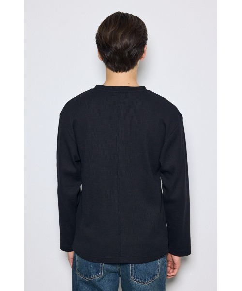 AZUL by moussy(アズールバイマウジー)の「ワッフル長袖トップス 秋服 春服 長袖 無地 シンプル(Tシャツ/カットソー・メンズ・ライトグレー/ブラック/ホワイト・MEDIUM/SMALL/LARGE)」の20枚目の写真