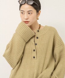 【MAQWEL/マクウェル】ヘンリーネックニットプルオーバー