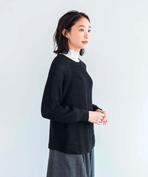 ウールポリエステルシアーリブニット