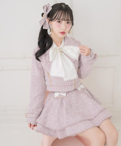 ROJITA（ロジータ）の「ダブルフレアラメツイードスカパン（スカート・レディース・ホワイト/ピンク/ブラック・FREE）」の8枚目の写真