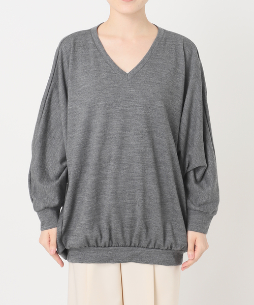 COGTHEBIGSMOKE(コグザビッグスモーク)の「COG THE BIGSMOKE/コグザビッグスモーク ORI V NECK TOP(Tシャツ/カットソー・レディース・ライトグレー/アイボリー/レッド・FREE)」の22枚目の写真