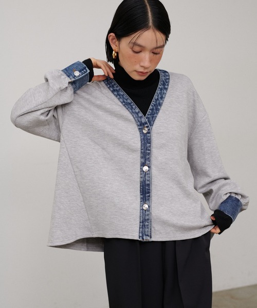 LARUTA（ラルータ）の「【LARUTA】デニム切替カットカーディガン（カーディガン/ボレロ・レディース・グレー/ブラック・MEDIUM）」の10枚目の写真