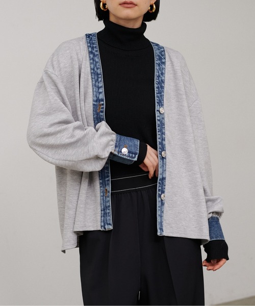 LARUTA（ラルータ）の「【LARUTA】デニム切替カットカーディガン（カーディガン/ボレロ・レディース・グレー/ブラック・MEDIUM）」の8枚目の写真