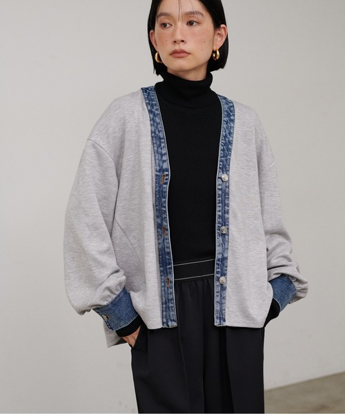 LARUTA（ラルータ）の「【LARUTA】デニム切替カットカーディガン（カーディガン/ボレロ・レディース・グレー/ブラック・MEDIUM）」の9枚目の写真