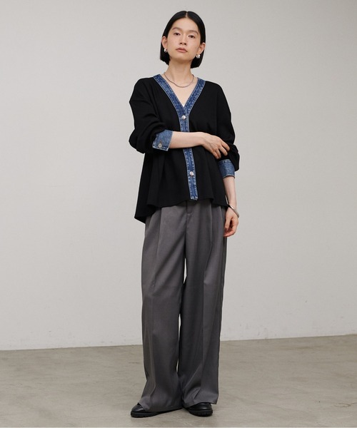 LARUTA（ラルータ）の「【LARUTA】デニム切替カットカーディガン（カーディガン/ボレロ・レディース・グレー/ブラック・MEDIUM）」の7枚目の写真