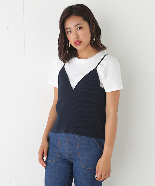 SLY（スライ）の「RIB FLARE CAMI（キャミソール・レディース・トップグレー/ダークグリーン/ブラウン/ネイビー/ブラック・FREE）」の5枚目の写真