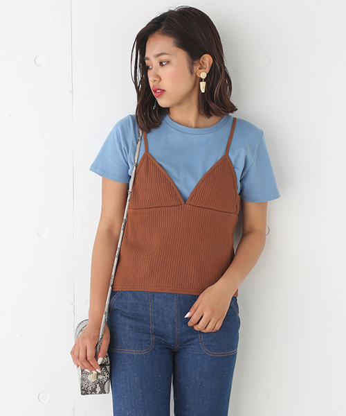 SLY（スライ）の「RIB FLARE CAMI（キャミソール・レディース・トップグレー/ダークグリーン/ブラウン/ネイビー/ブラック・FREE）」の3枚目の写真