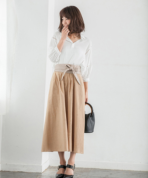 fifth（フィフス）の「フェイクレザーサッシュベルト/コルセットベルト（ベルト・レディース・ブラック/キャメル/ベージュ/オフホワイト/グレー/ライトブラウン・FREE）」の12枚目の写真