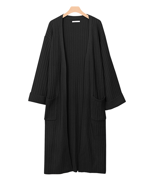 Pierrot（ピエロ）の「リブ編み ワイドスリーブ コーディガン/ロングカーディガン（カーディガン/ボレロ・レディース・アイボリー/ブラック/カーキ/サックスブルー/ベージュ/杢グレー・M）」の3枚目の写真