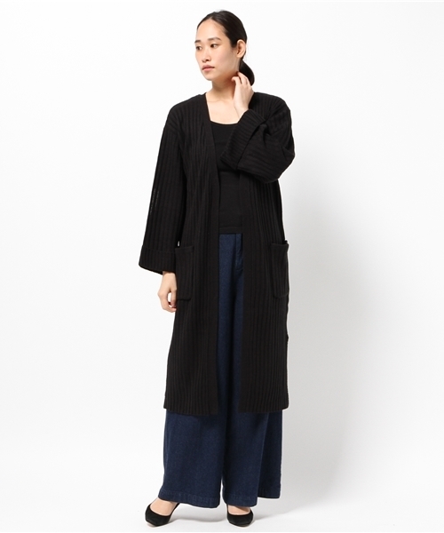 Pierrot（ピエロ）の「リブ編み ワイドスリーブ コーディガン/ロングカーディガン（カーディガン/ボレロ・レディース・アイボリー/ブラック/カーキ/サックスブルー/ベージュ/杢グレー・M）」の16枚目の写真