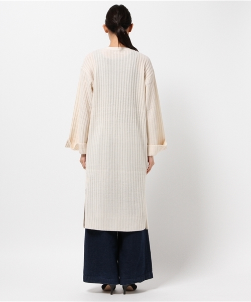 Pierrot（ピエロ）の「リブ編み ワイドスリーブ コーディガン/ロングカーディガン（カーディガン/ボレロ・レディース・アイボリー/ブラック/カーキ/サックスブルー/ベージュ/杢グレー・M）」の9枚目の写真