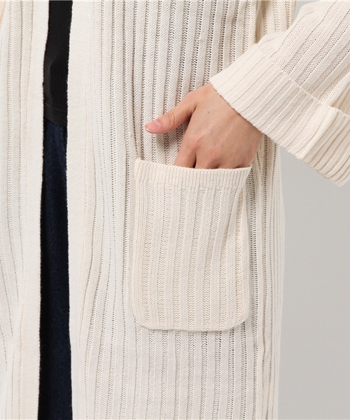 Pierrot（ピエロ）の「リブ編み ワイドスリーブ コーディガン/ロングカーディガン（カーディガン/ボレロ・レディース・アイボリー/ブラック/カーキ/サックスブルー/ベージュ/杢グレー・M）」の12枚目の写真