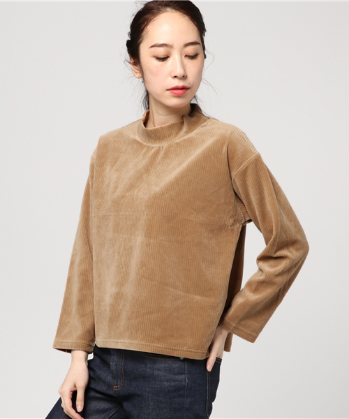 earth music&ecology（アースミュージックアンドエコロジー）の「コーデュロイハイネックプルオーバー（Tシャツ/カットソー・レディース・ピンク/キャメル/グレー/ネイビー・FREE）」の11枚目の写真