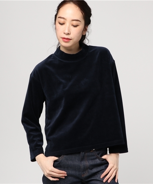 earth music&ecology（アースミュージックアンドエコロジー）の「コーデュロイハイネックプルオーバー（Tシャツ/カットソー・レディース・ピンク/キャメル/グレー/ネイビー・FREE）」の3枚目の写真