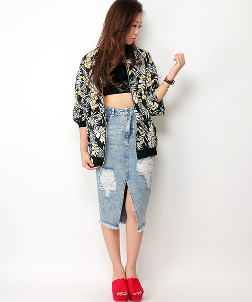 VENCEEXCHANGE（ヴァンスエクスチェンジ）の「ボタニカル柄ブルゾン（ブルゾン・レディース・イエロー・MEDIUM）」の6枚目の写真