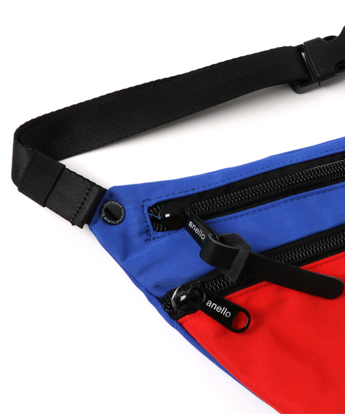 anello（アネロ）の「WEGO/anello ダブルZIPショルダーバッグ（ボディバッグ/ウエストポーチ・メンズ・パープル/ブルー/ブラック・FREE）」の5枚目の写真