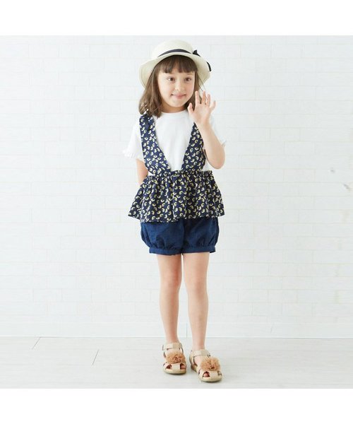 apres les cours（アプレレクール）の「レイヤードリボンTシャツ（Tシャツ/カットソー・キッズ・サックスブルー/オフホワイト/ネイビー・140/100/120/110/130/80/90）」の4枚目の写真