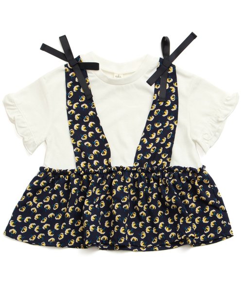 apres les cours（アプレレクール）の「レイヤードリボンTシャツ（Tシャツ/カットソー・キッズ・サックスブルー/オフホワイト/ネイビー・140/100/120/110/130/80/90）」の9枚目の写真