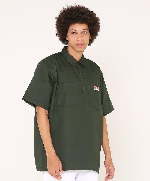 BEN DAVIS（ベンデイビス）の「《BEN DAVIS USA》USA BEN DAVIS HALF ZIP SHIRTS（シャツ/ブラウス・メンズ・ブラック/ホワイト×ブルー/カーキ/レッド/ネイビー/オレンジ系その他/オレンジ/ブラック系その他/オリーブ・SMALL/LARGE/MEDIUM/X-LARGE）」の4枚目の写真