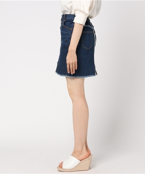 PUNYUS（プニュズ）の「ボタンフライデニムスカート（デニムスカート・レディース・インディゴブルー/ダークインディゴブルー・2/3/4/1）」の4枚目の写真