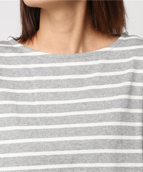 earth music&ecology（アースミュージックアンドエコロジー）の「ビックマリンボーダーフレアスリーブプルオーバー（Tシャツ/カットソー・レディース・オフホワイト/ネイビー/杢グレー/ブラウン・FREE）」の8枚目の写真