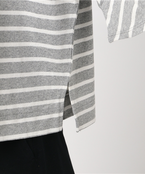 earth music&ecology（アースミュージックアンドエコロジー）の「ビックマリンボーダーフレアスリーブプルオーバー（Tシャツ/カットソー・レディース・オフホワイト/ネイビー/杢グレー/ブラウン・FREE）」の10枚目の写真