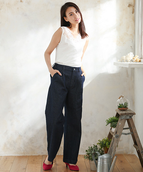 Honeys（ハニーズ）の「レース使いタンクトップ（タンクトップ・レディース・ネイビー/ブラック/オフホワイト・L/M/S）」の12枚目の写真