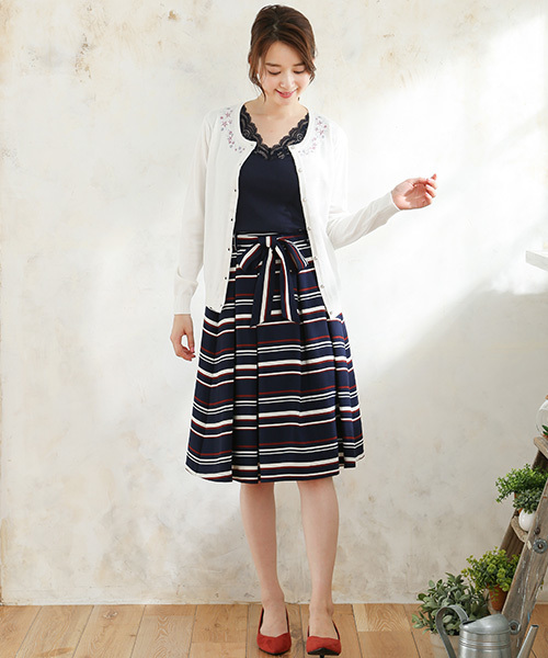 Honeys（ハニーズ）の「レース使いタンクトップ（タンクトップ・レディース・ネイビー/ブラック/オフホワイト・L/M/S）」の9枚目の写真