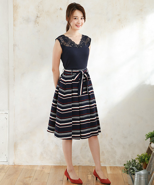 Honeys（ハニーズ）の「レース使いタンクトップ（タンクトップ・レディース・ネイビー/ブラック/オフホワイト・L/M/S）」の7枚目の写真