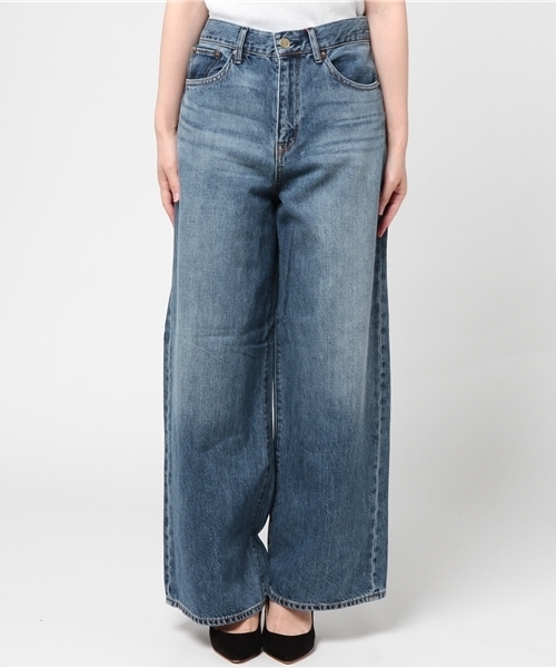human woman(ヒューマンウーマン)の「ワイドデニムパンツ(デニムパンツ・レディース・ブルー・SMALL/LARGE/X-SMALL/MEDIUM)」の2枚目の写真