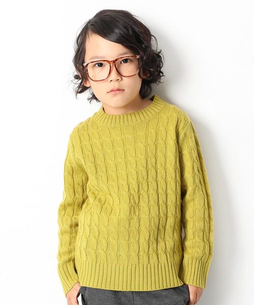 devirock（デビロック）の「ベーシックケーブルニット セーター（ニット/セーター・キッズ・オフホワイト/カーキ/イエロー系その他/スモークピンク/レンガ/ブラック/ネイビー/モカ/ピンク系その他・110cm/120cm/140cm/150cm/130cm/160cm/100cm）」の6枚目の写真