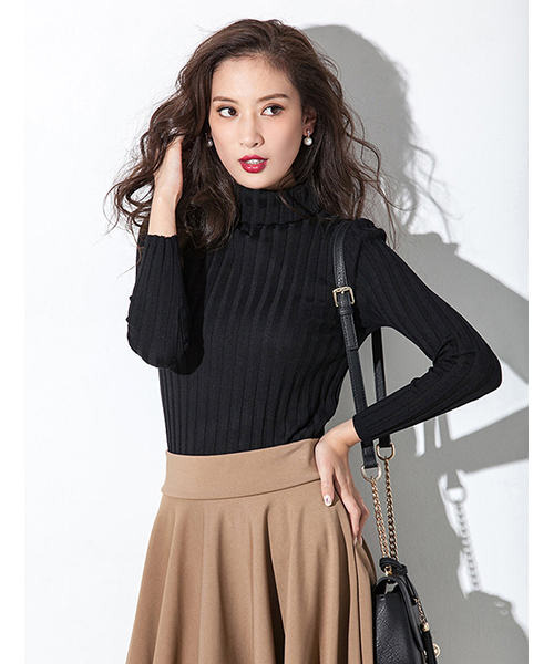 fifth（フィフス）の「タートルリブニット（ニット/セーター・レディース・ブラック/カーキ/キャメル/ネイビー・MEDIUM）」の2枚目の写真