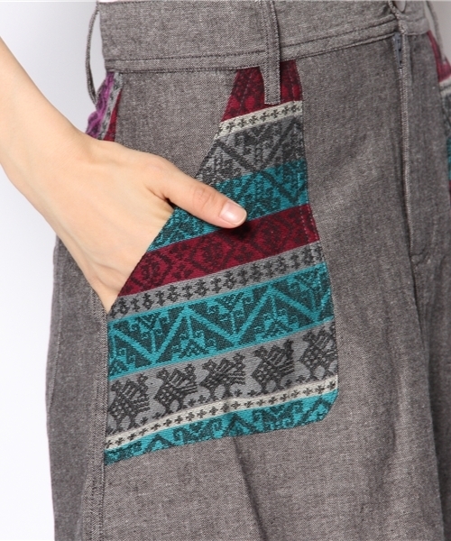 チチカカ(チチカカ)の「ウィチョールボーダースカート(スカート・レディース・チャコールグレー/グリーン/オレンジ・MEDIUM/SMALL)」の8枚目の写真