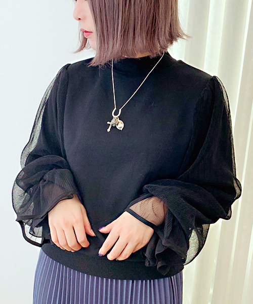 apres jour（アプレジュール）の「袖チュールハイネックトップス【ZOZOTOWN限定アイテム】（スウェット・レディース・ブラック/ベージュ/オフホワイト・フリー）」の18枚目の写真