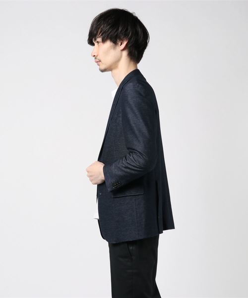 セール タカキューメンズ Taka Q Men シャンブレーニットネイビー2釦